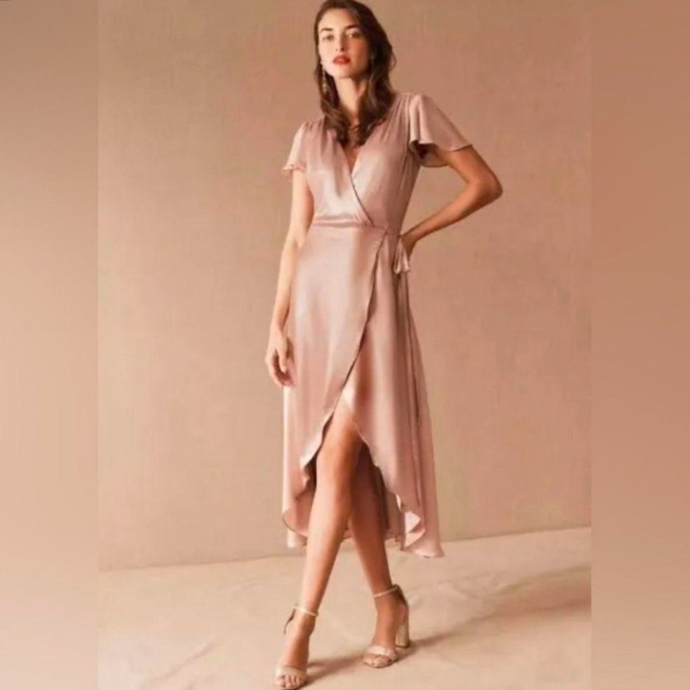 Anthropologie BHLDN Pink Rose Wrap Dress